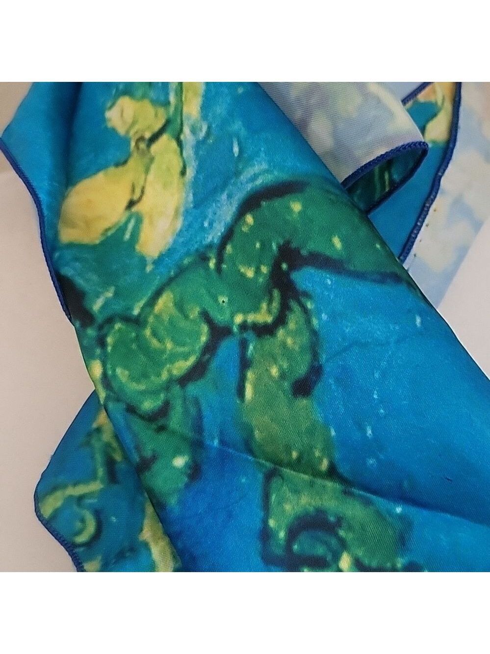 NWOT Vangogh replica impressionist blue and yellow neck scarf new - Picture 2 of 7